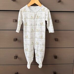 Kissy Kissy Light Gray Woodland Footie with Green and Blue Accents